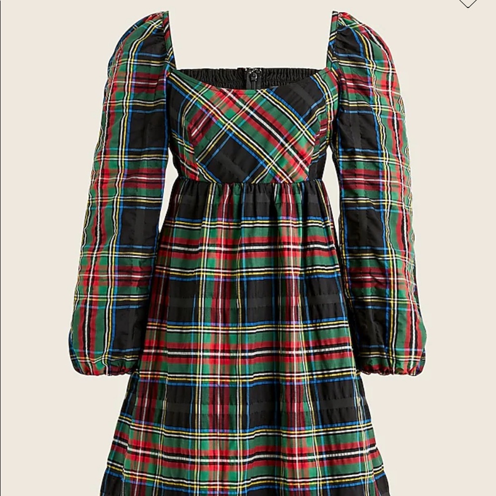 J. Crew Puff Sleeve Mini Dress in Tartan